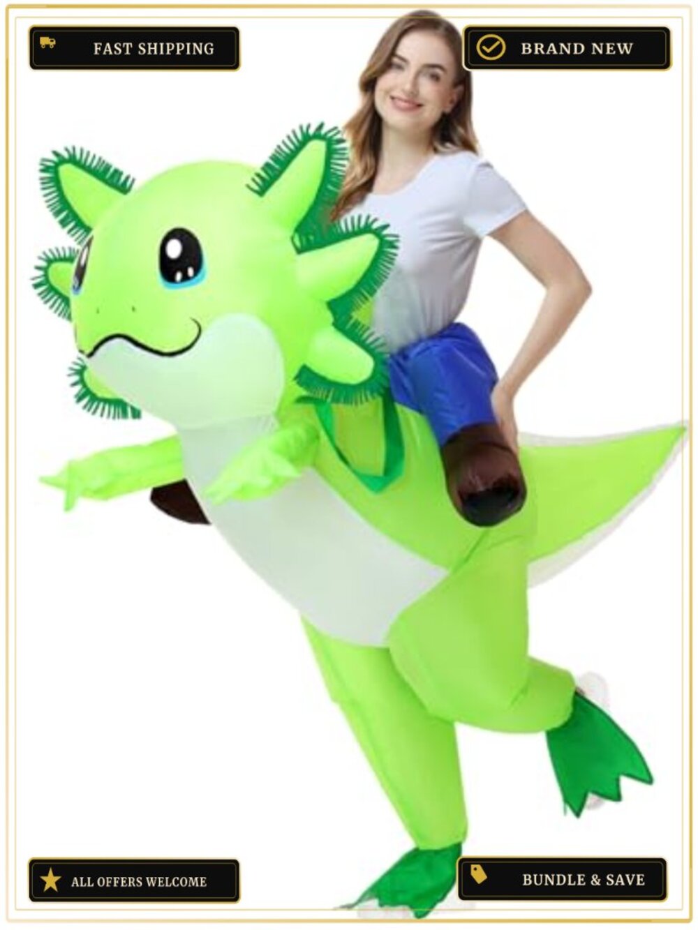 Inflatable Axolotl Costume Adult Halloween Cosplay Blow Up Suit
